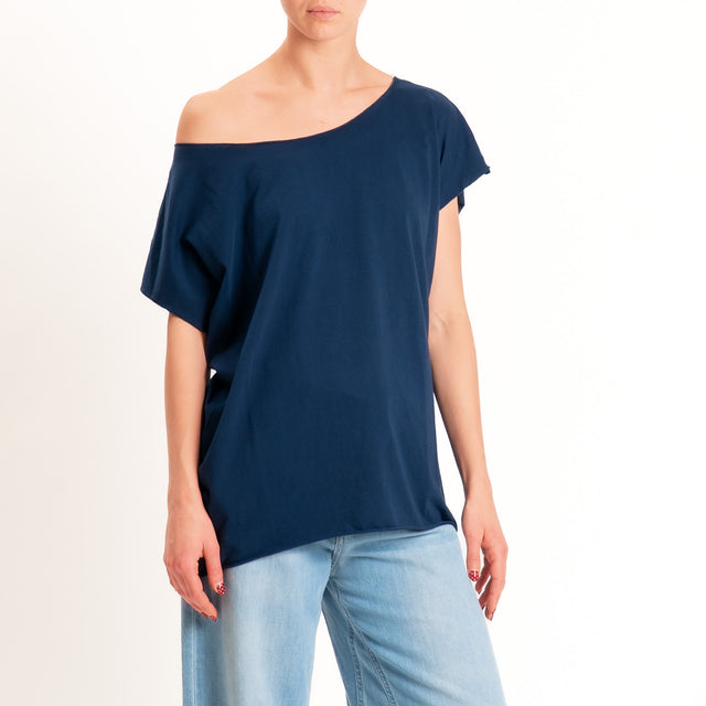 Kontatto-T-shirt over taglio vivo - blu