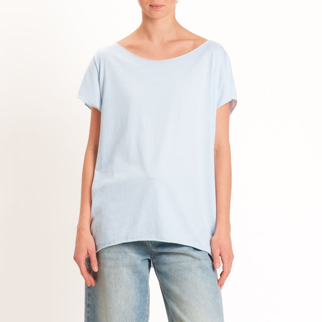 Kontatto-T-shirt over taglio vivo - azzurro