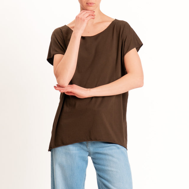 Kontatto-T-shirt over taglio vivo - moro