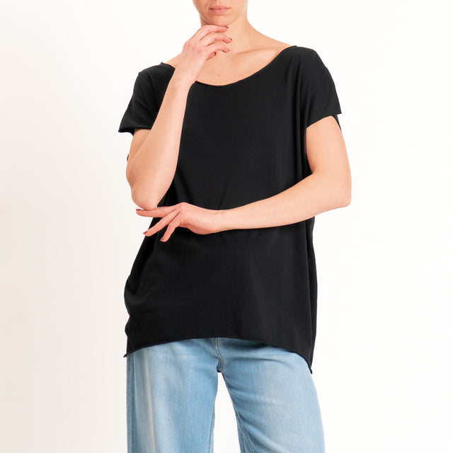 Kontatto-T-shirt over taglio vivo - nero