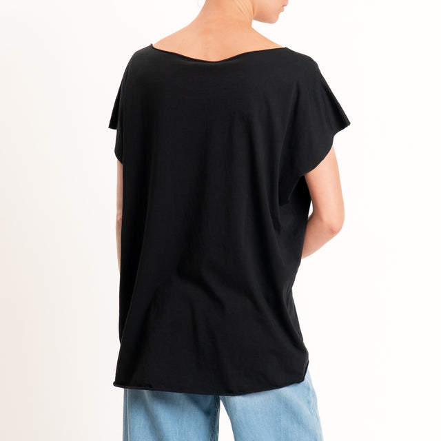 Kontatto-T-shirt over taglio vivo - nero