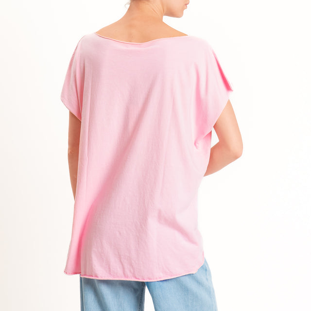 Kontatto-T-shirt over taglio vivo - pink