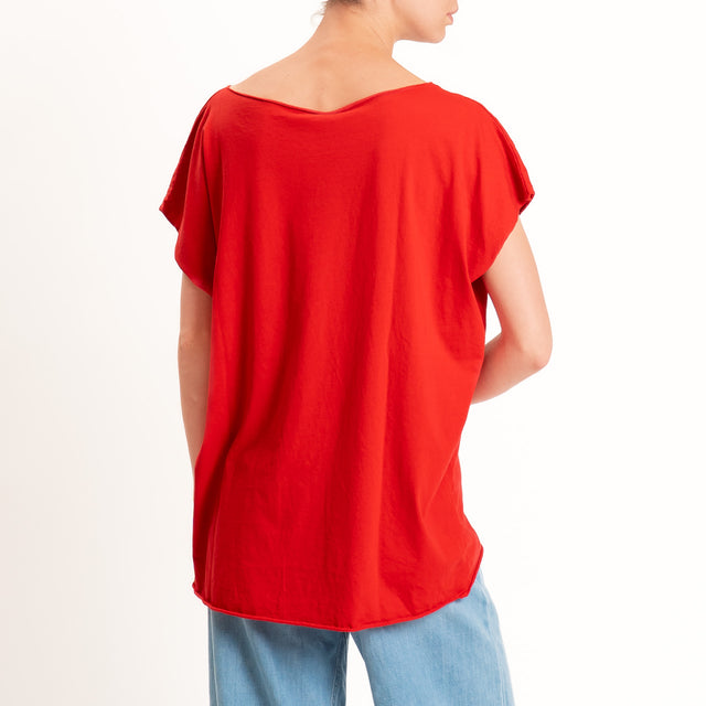 Kontatto-T-shirt over taglio vivo - Rosso