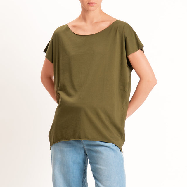 Kontatto-T-shirt over taglio vivo - kaki