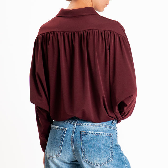 Kontatto-Blusa scollo polo in jersey - marsala