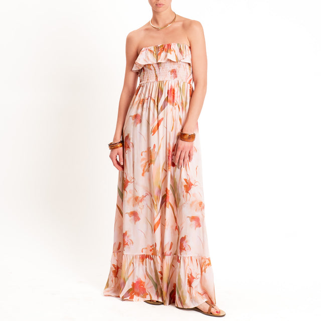 Kontatto-Abito fascia fantasia floreale - rosa/peach