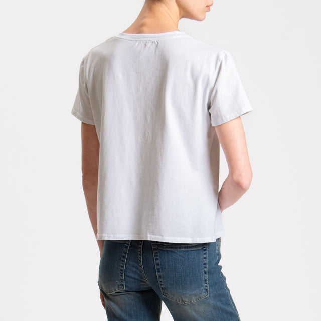 Kontatto-T-shirt "MORE LOVE" con applicazioni - bianco