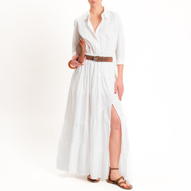 Kontatto-Abito mussola 100% cotone con balze - bianco