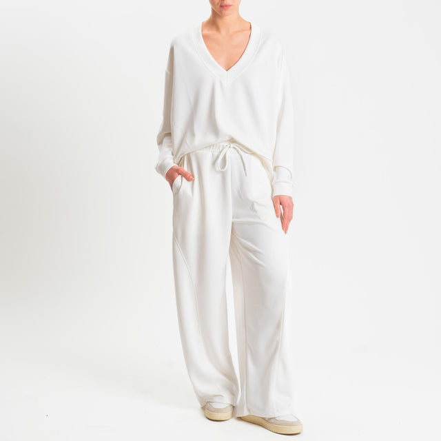 Kontatto- Pantalone in scuba con coulisse - burro