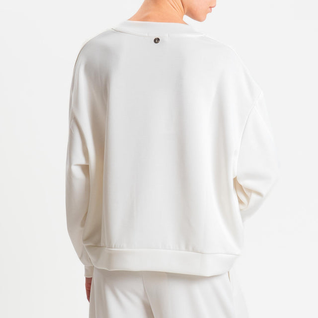 Kontatto- Maglia scollo v in scuba - burro