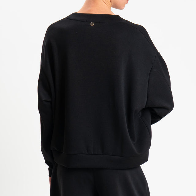 Kontatto- Maglia scollo v in scuba - Nero