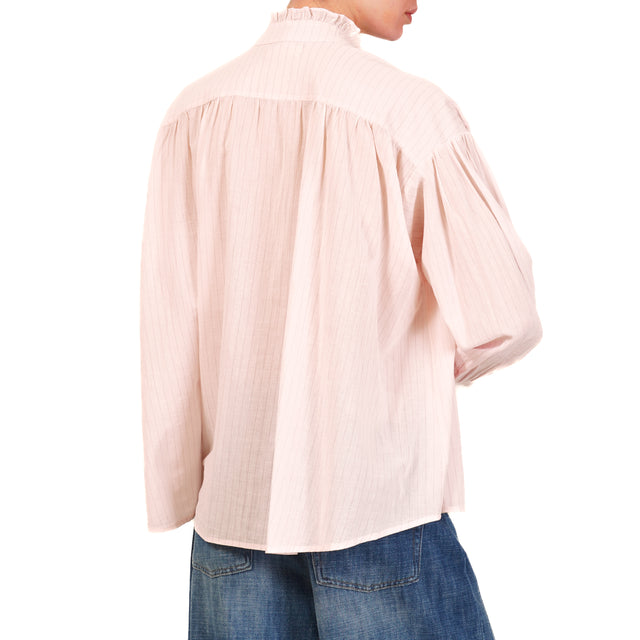 Camisa de rayas Kontatto con volantes - Rosa