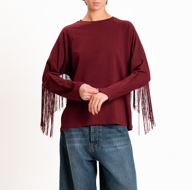 Kontatto-T-shirt scatola con frange - Bordeaux