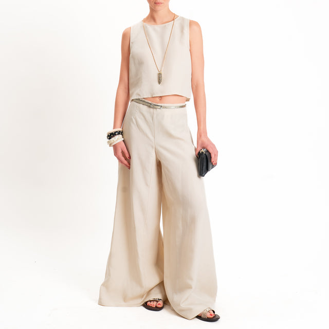 Kontatto-Completo blusa+ pantalone lyocell/lino - beige