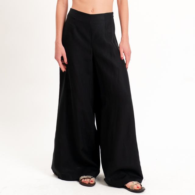 Kontatto-Completo blusa+ pantalone lyocell/lino - nero