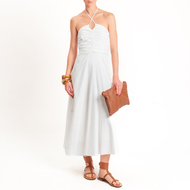 Kontatto-Abito scollo halter misto lino - bianco