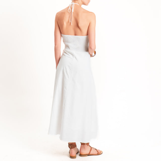 Kontatto-Abito scollo halter misto lino - bianco