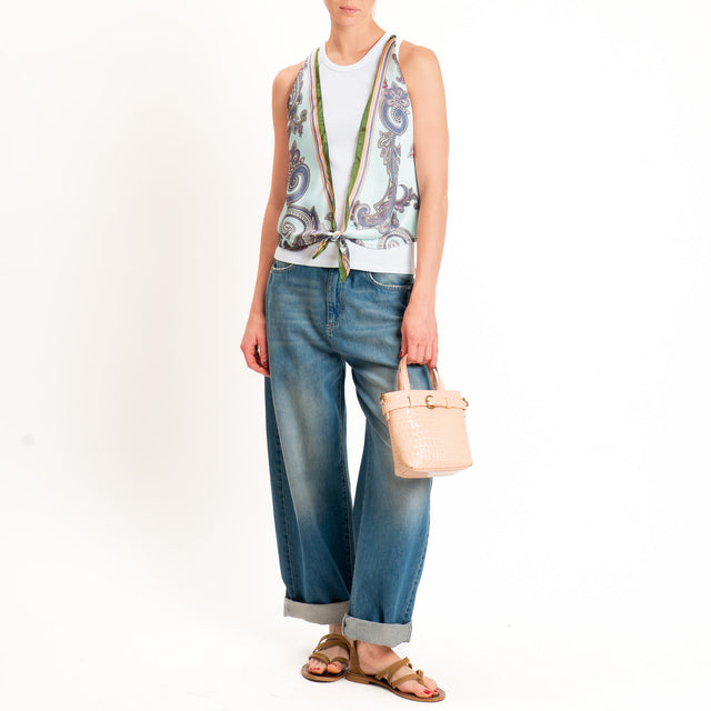 Kontatto-Top con foulard fantasia - acqua/verde/orange