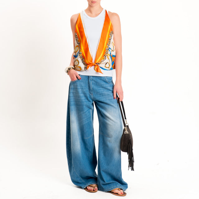 Kontatto-Top con foulard fantasia - orange/yellow/sand