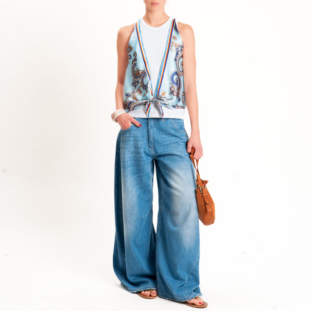 Kontatto-Top con foulard fantasia - cielo/orange/blu