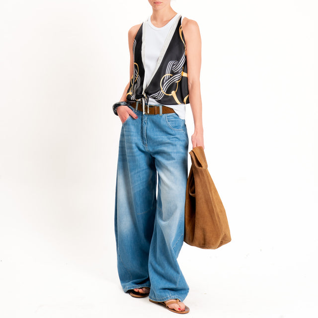 Kontatto-Top con foulard fantasia - nero/yellow