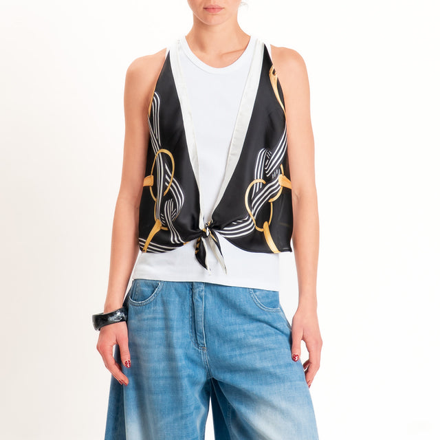 Kontatto-Top con foulard fantasia - nero/yellow