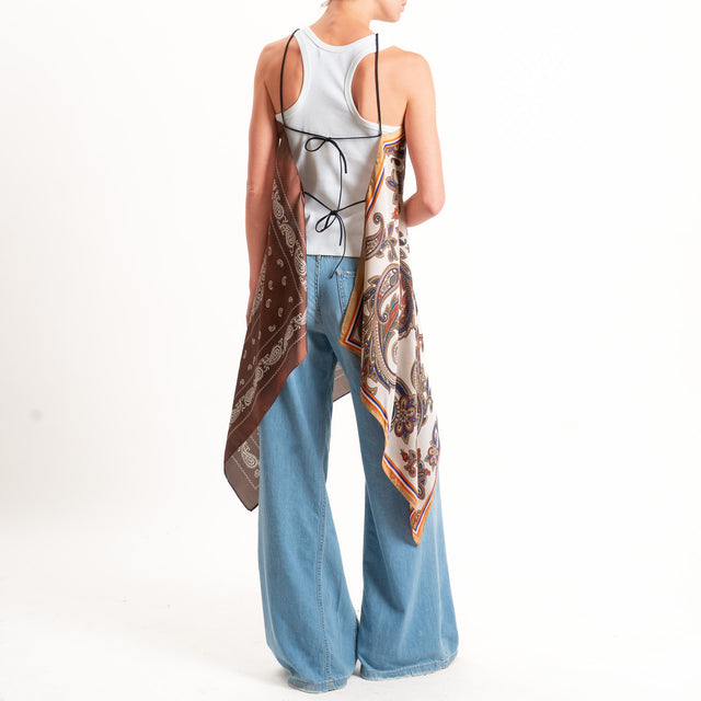 Kontatto-Top con foulard fantasia - cioccolato/taupe/blu