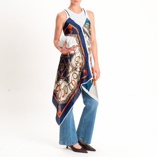 Kontatto-Top con foulard fantasia - blu/burro/orange