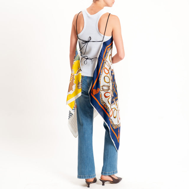 Kontatto-Top con foulard fantasia - blu/burro/orange
