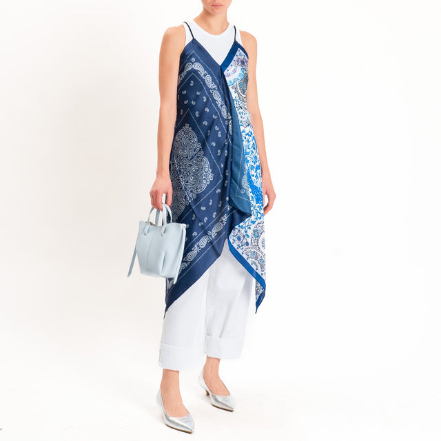 Kontatto-Top con foulard fantasia - blu/latte/ottanio