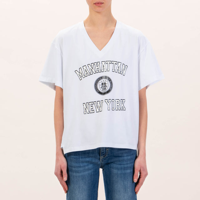 Souvenir-T-shirt scollo v MANHATTAN - bianco