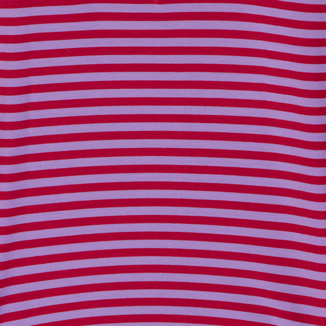 Zeroassoluto-T-shirt jersey righe scollo a v - ciliegia/glicine