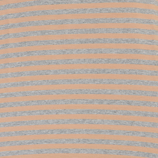 Zeroassoluto-T-shirt jersey righe scollo a v - grigio melange/beige