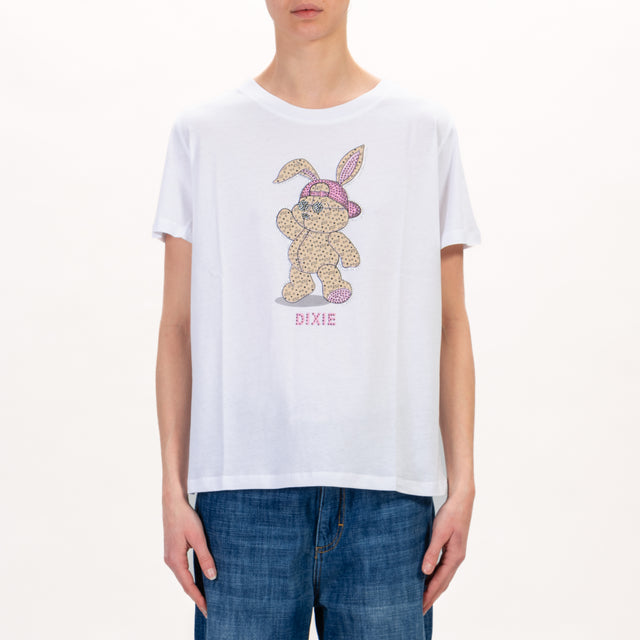 Dixie-T-shirt coniglio strass - bianco