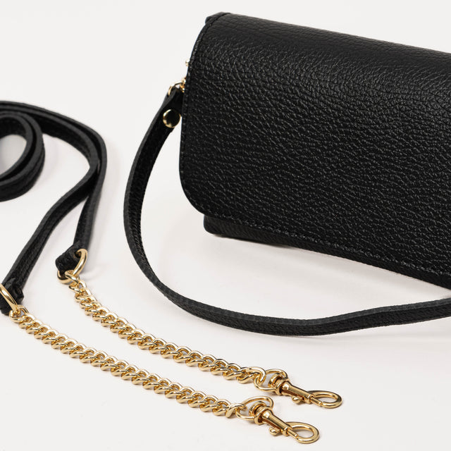 W by white mood-Pochette genuine leather - nero