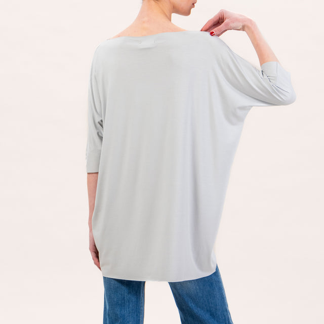 Vicolo-T-shirt jersey taglio vivo - perla