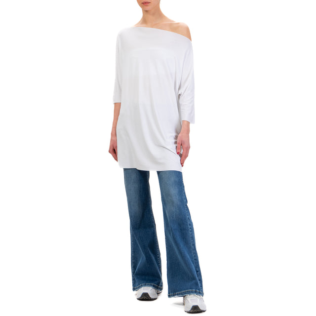 Vicolo-T-shirt jersey taglio vivo - bianco