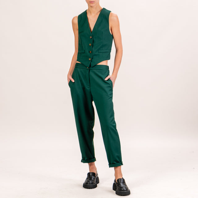 Zeroassoluto-Pantalone BATY elastico dietro - verde bottiglia