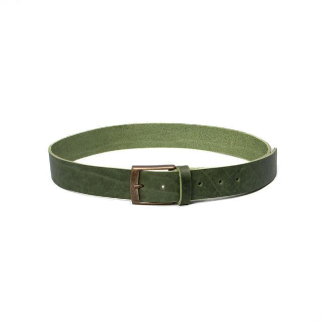 Zeroassoluto-Cintura pelle con fibbia bronzo - verde