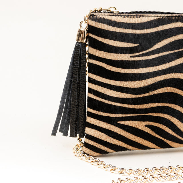 Zeroassoluto-Pochette in cavallino zebrata - beige/nero