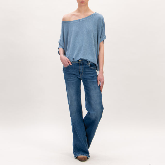 Zeroassoluto-T-shirt scatola in lino - jeans