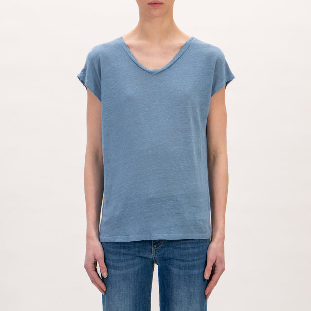 Zeroassoluto -T-shirt scollo V in lino - jeans