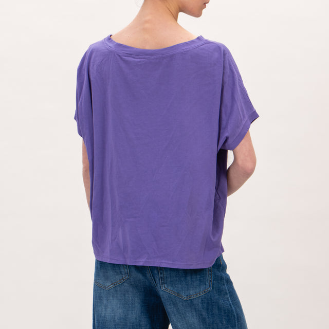 Zeroassoluto-T-shirt scatola in cotone stone wash- viola