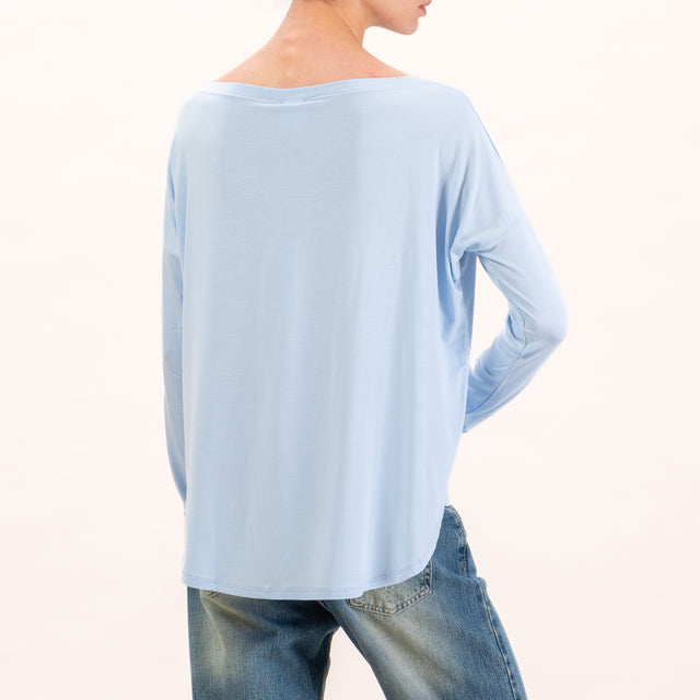 Kontatto-T-shirt stondata oversize in jersey - azzurro