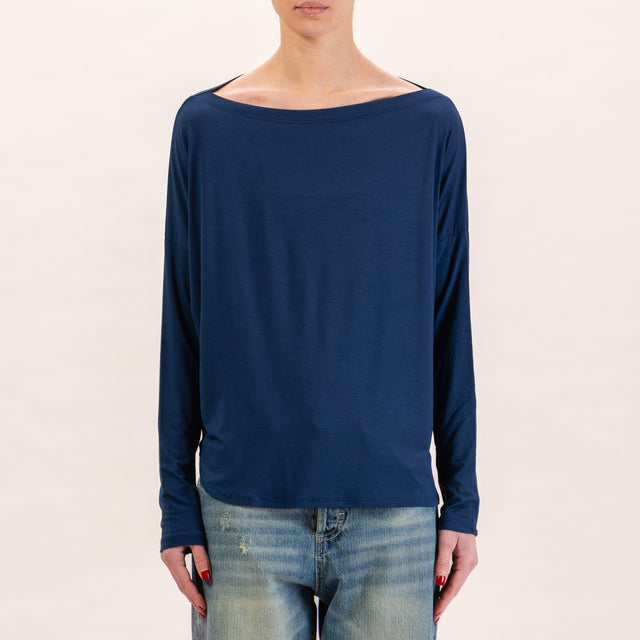 Kontatto-T-shirt stondata oversize in jersey - blu