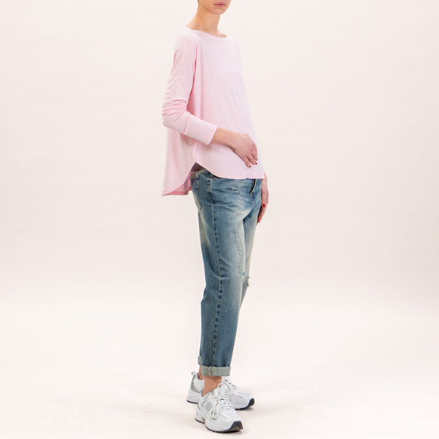 Kontatto-T-shirt stondata oversize in jersey - rosa