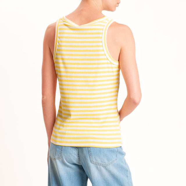 Motel-Top righe a costine elasticizzato - panna/giallo