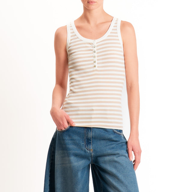 Motel-Top serafino a righe - panna/beige