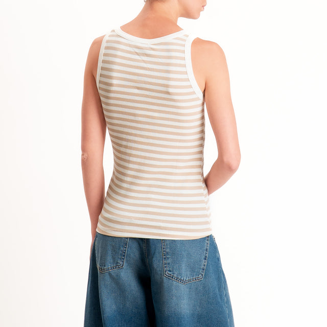 Motel-Top serafino a righe - panna/beige