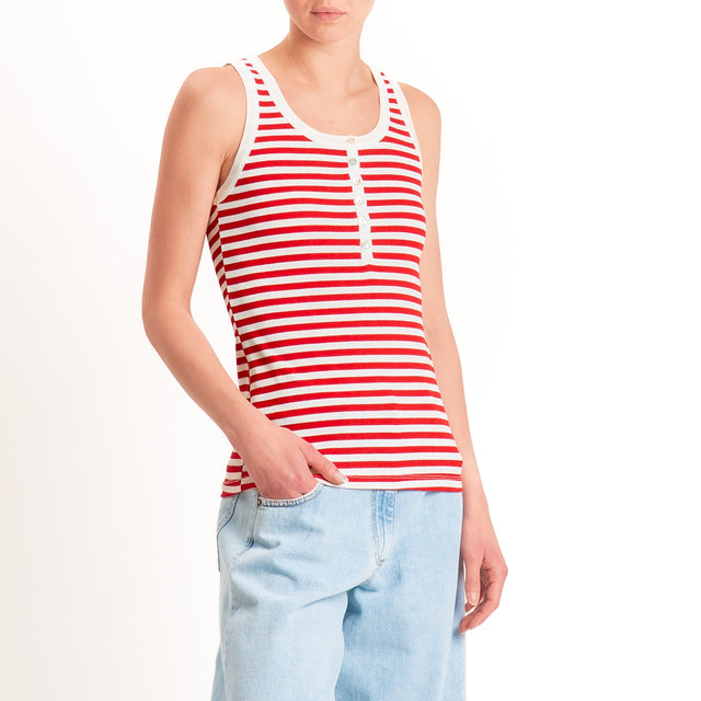 Motel-Top serafino a righe - panna/rosso